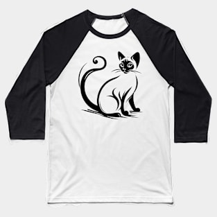 Stick figure of Siamese cat in black ink Baseball T-Shirt